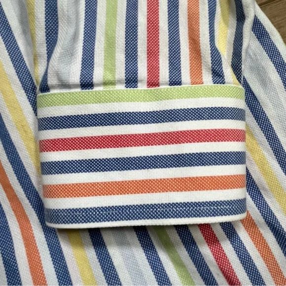 T Harris London Men XXL Multi Striped Button Up LS Shirt Cotton Office Business - Picture 6 of 9